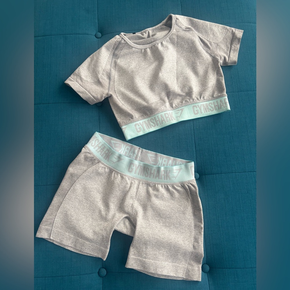 Gymshark Gray and Teal Activewear Set